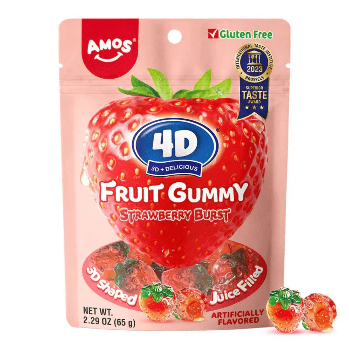 Amos 4D Fruit Gummy Strawberry Burst 170g