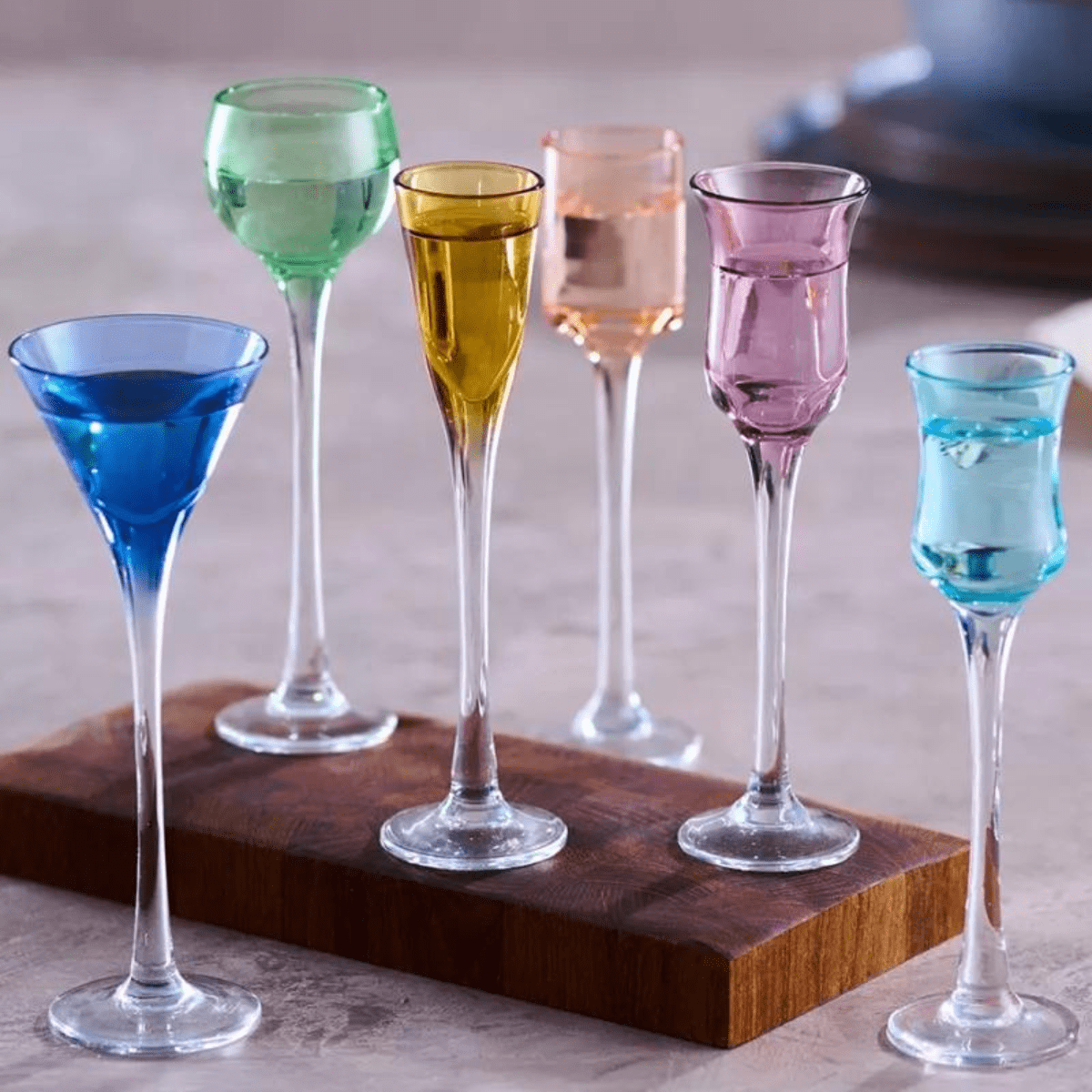 Fargerike shotglass 6 stk